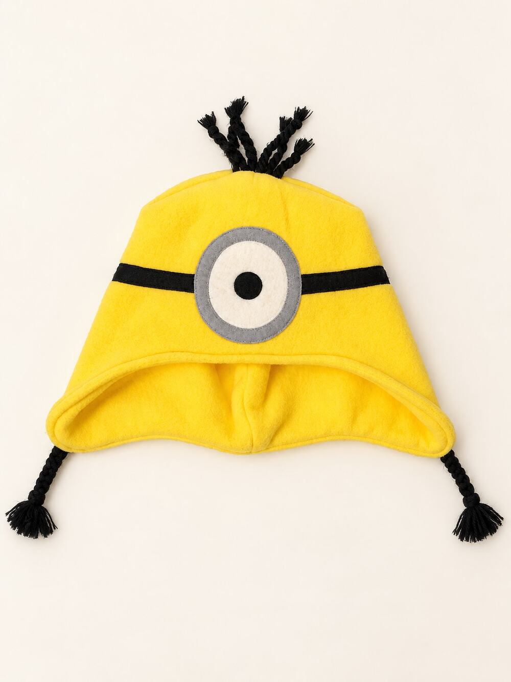 Yellow One-Eye Character Hat with Braided Tassels for Kids